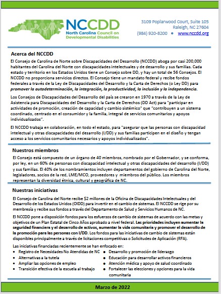 NCCDD Impact Sheet March 2022