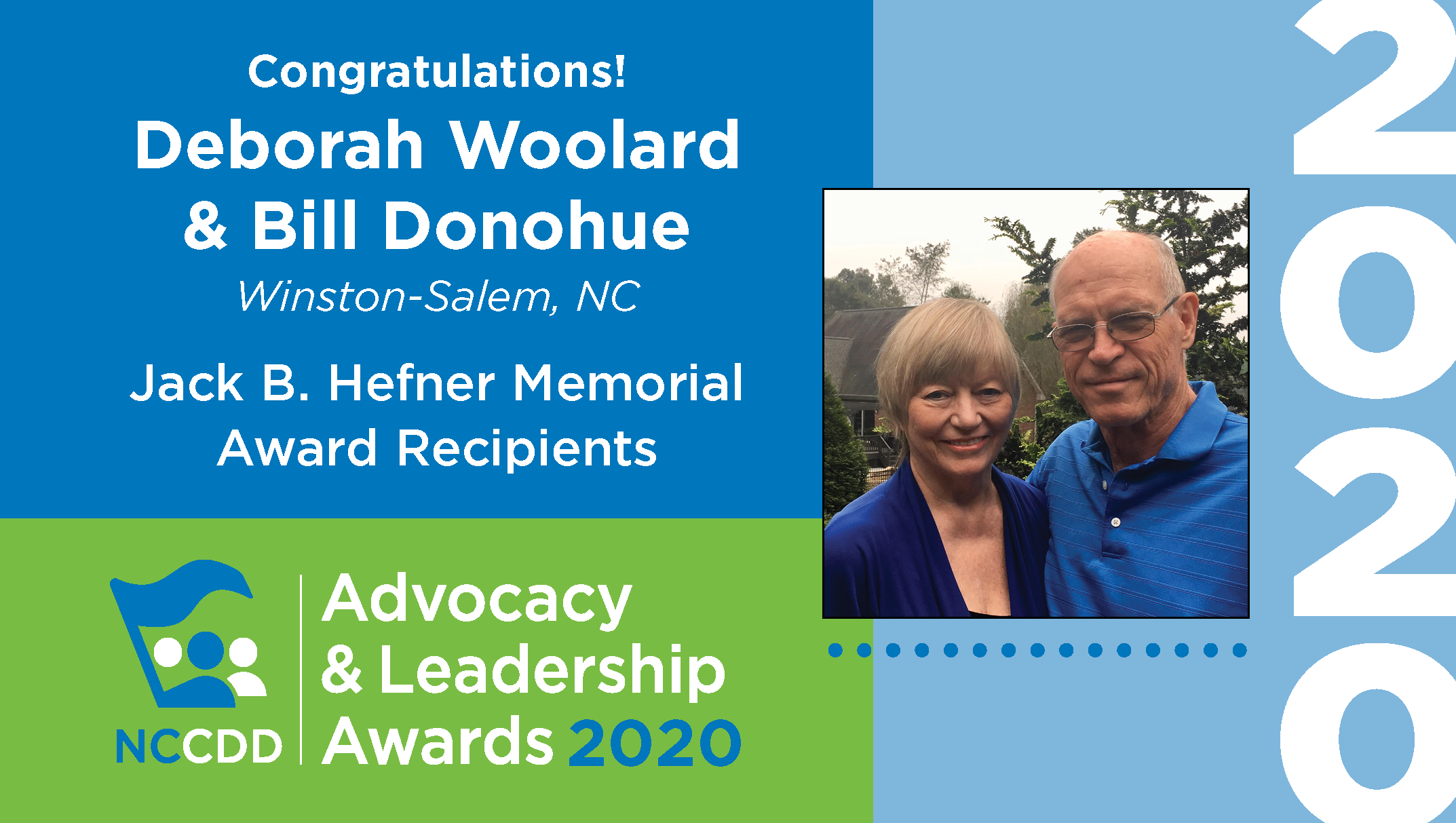 Jack B. Hefner Memorial Award recipients Deborah Woolard and Bill Donohue 