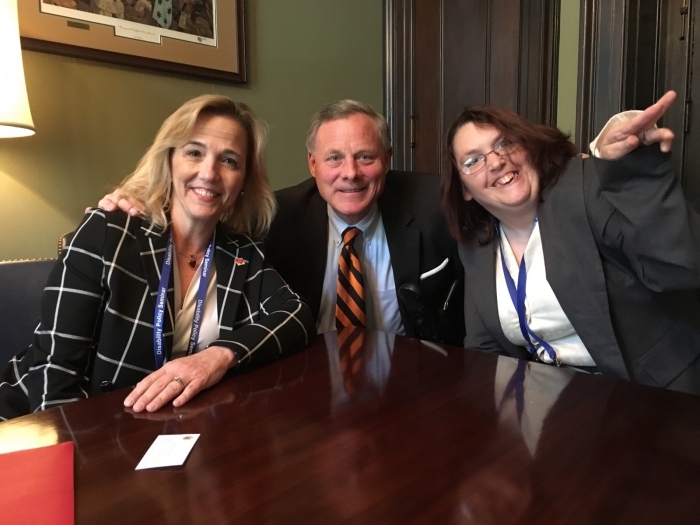 Kelly Woodall (right) meets legislators at DSP 2016