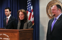 Senator Jeff Jackson (L-R), Senator Tamara Barringer, and Senator Ralph Hise presented the ABLE Act on March 24, 2015.  
